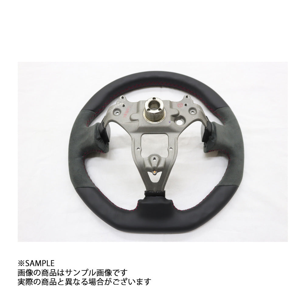 MINE'S レザー ステアリング 355mm D型 レッド ステッチ - BNR34 ##875111001