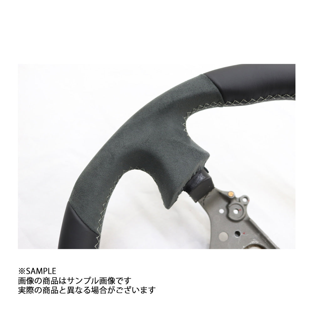 MINE'S レザー ステアリング 355mm D型 グレー ステッチ - BNR34 ##875111002