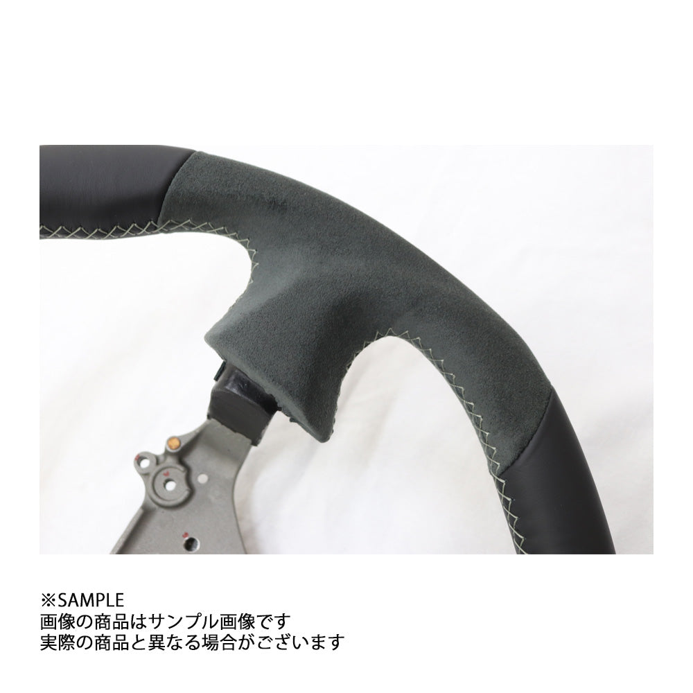 MINE'S レザー ステアリング 355mm D型 グレー ステッチ - BNR34 ##875111002