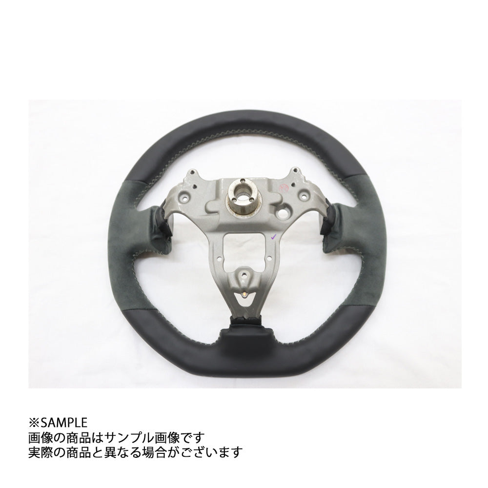 MINE'S レザー ステアリング 355mm D型 グレー ステッチ - BNR34 ##875111002