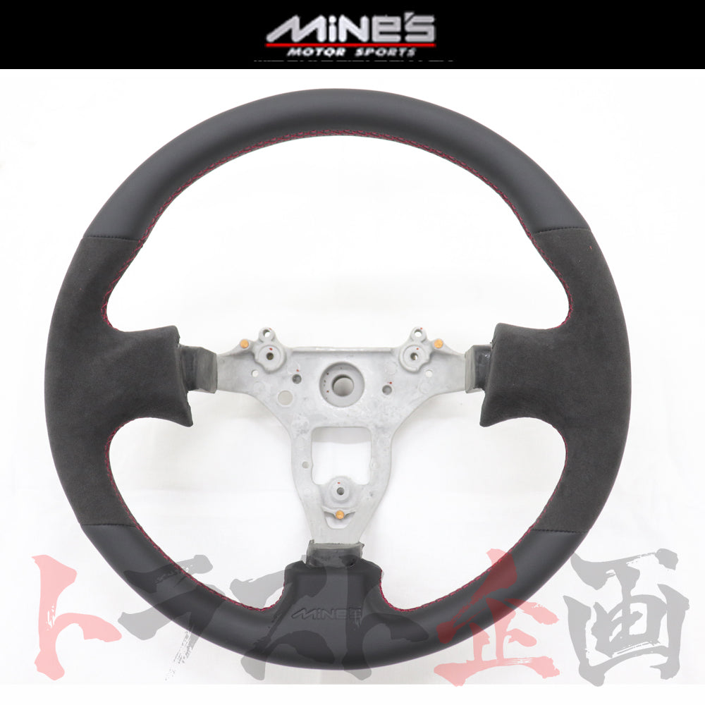 即納 MINE'S レザーステアリング タイプII 丸型 レッドステッチ - BNR34 #875111031
