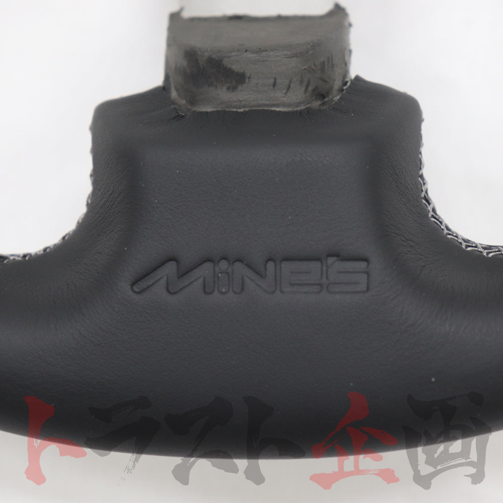 MINE'S レザーステアリング タイプII 丸型 グレーステッチ - BNR34 ##875111032