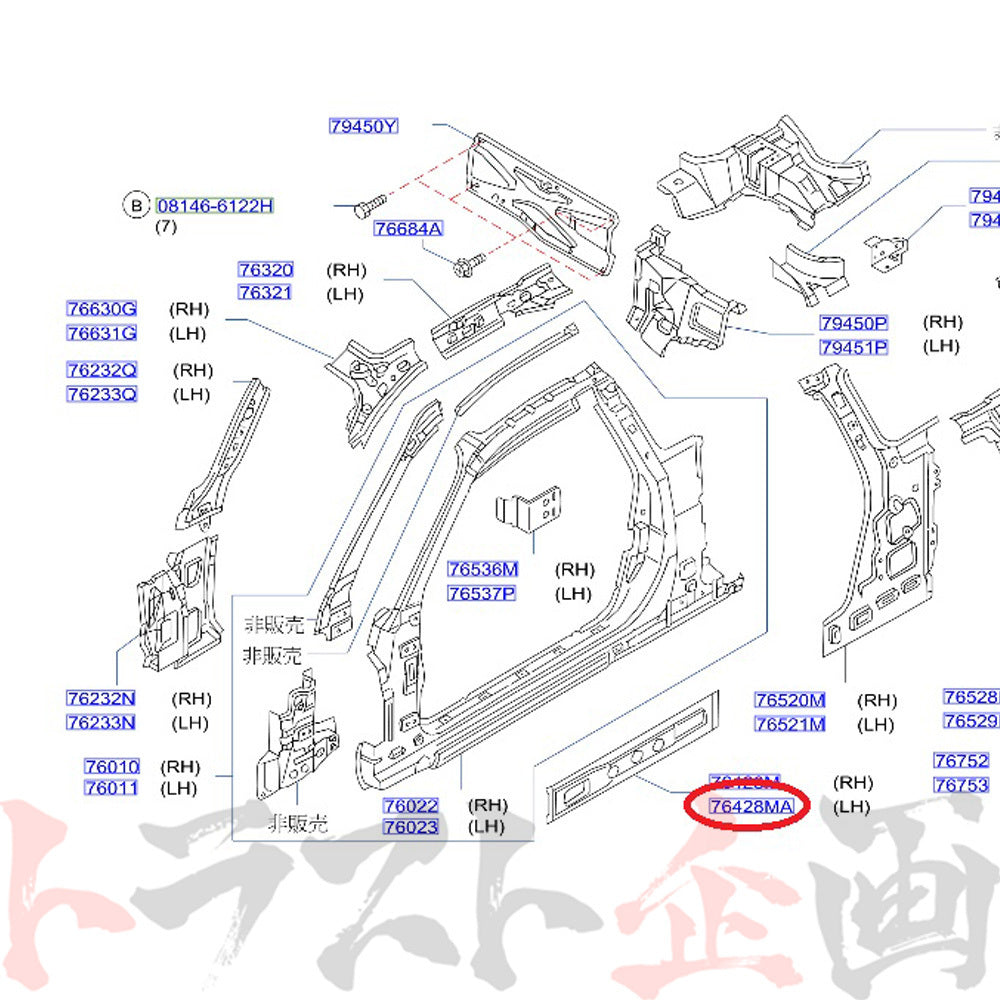 日産 レインフォース シル センター パネル 助手席側 スカイライン GT-R R34/BNR34 ##663101871 – トラスト企画 オンラインショップ